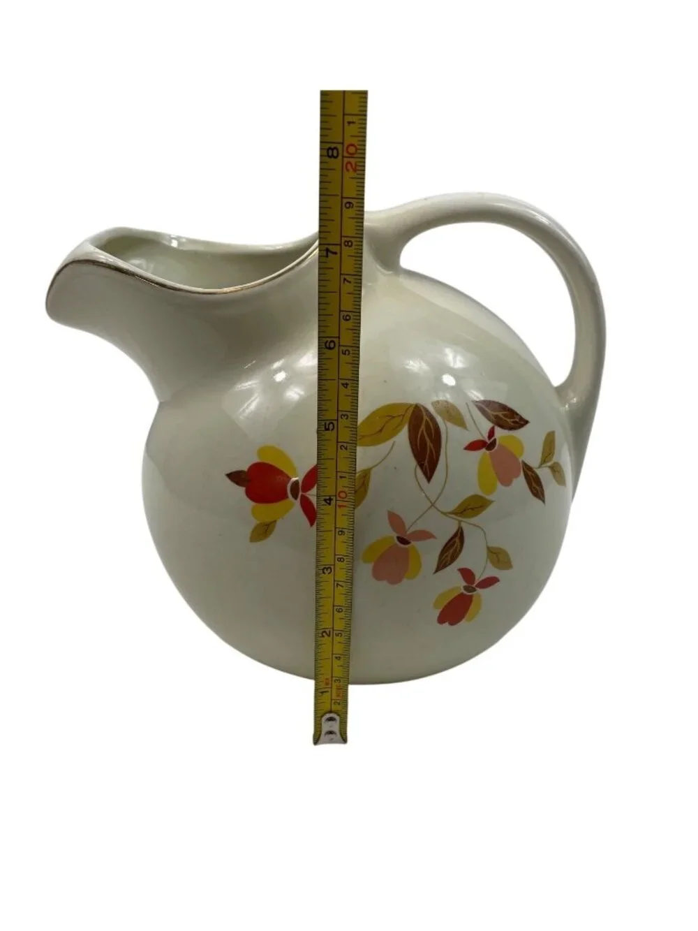 Vintage 1950 Hall’s Superior JEWEL TEA Autumn Leaf BALL JUG PITCHER 7.5” tall
